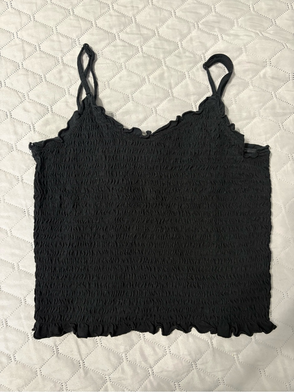 Black Smocked Cami Tank Top Size XL